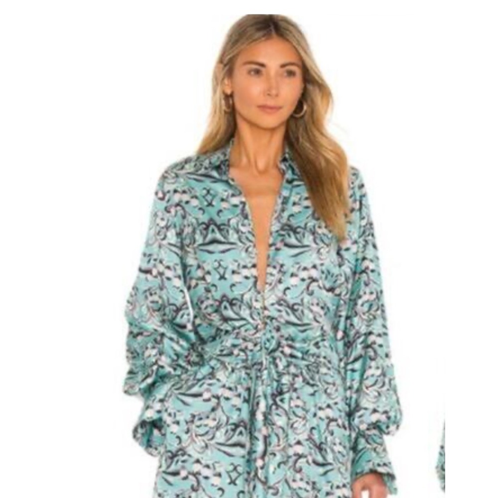 ALEXIS Tallará Aqua Blue Tulip Top L Tie Front
